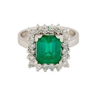 Anillo en oro de 18k y Esmeralda Colombiana y Diamantes AN29