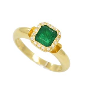 Anillo en oro de 18k y Esmeralda Colombiana y Diamantes AN31