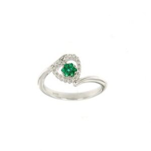 Anillo en Oro 18k y Esmeralda Colombiana y Diamantes AN42