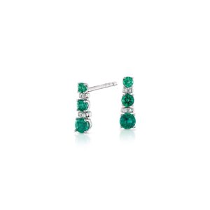 Aretes en Oro 18k y Esmeralda Colombiana y Diamantes