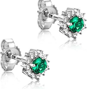 Aretes en oro 18k y Esmeralda Colombiana y Diamante ART 20