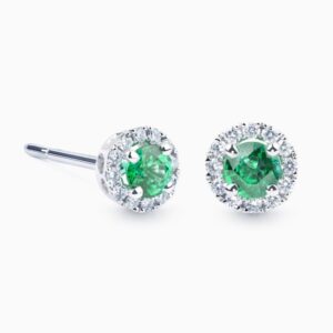 Aretes en oro 18k y Esmeralda Colombiana y Diamantes ART 22