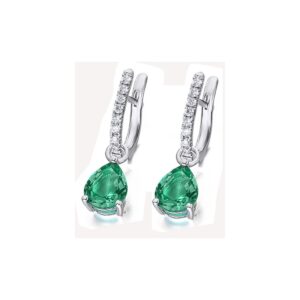 Aretes en oro 18k  y Esmeralda Colombiana y Diamante ART 24