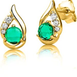 Aretes en oro 18k y Esmeralda Colombiana y Diamantes ART 30