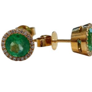 Aretes en Oro 18k con Esmeralda Certificada y Diamantes AR68