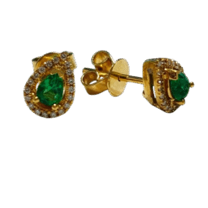 Aretes en Oro 18k con Esmeralda Certificada y Diamantes AR69