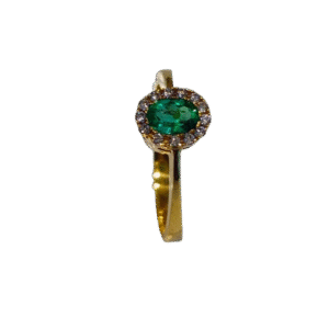 Anillo en Oro 18k con Esmeralda y Diamantes AN006