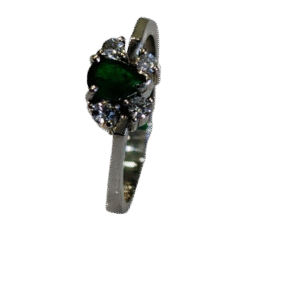 Anillo en Oro Blanco18k con Esmeralda y Diamante AN064
